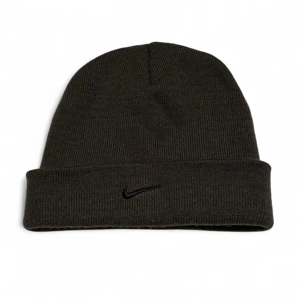 Nike Youth Cuffed Knit Beanie Gray Green Swoosh Logo Hat